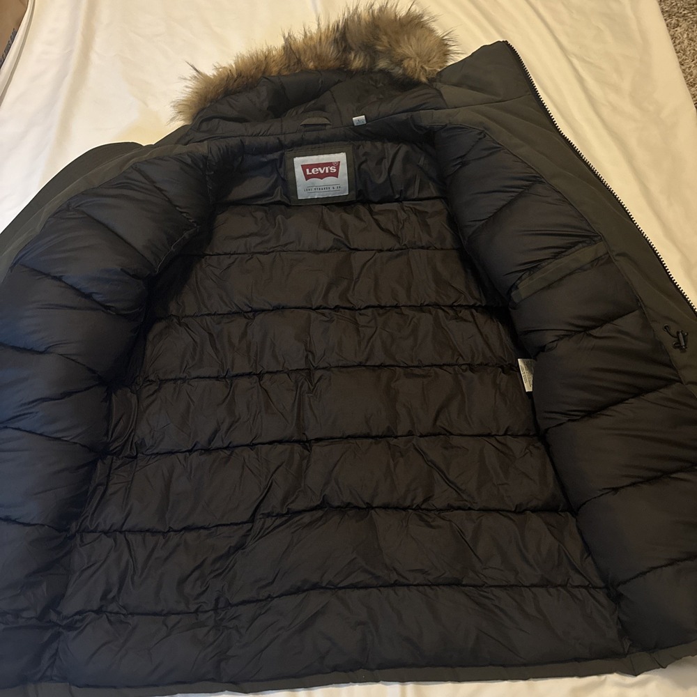 Levis‎ Jacket Mens XLarge green  Faux Fur Hood Parka Coat Winter - Picture 14 of 16